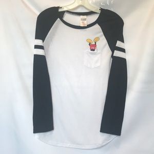 Disney Baseball Jersey Mickey Pocket Tee Large